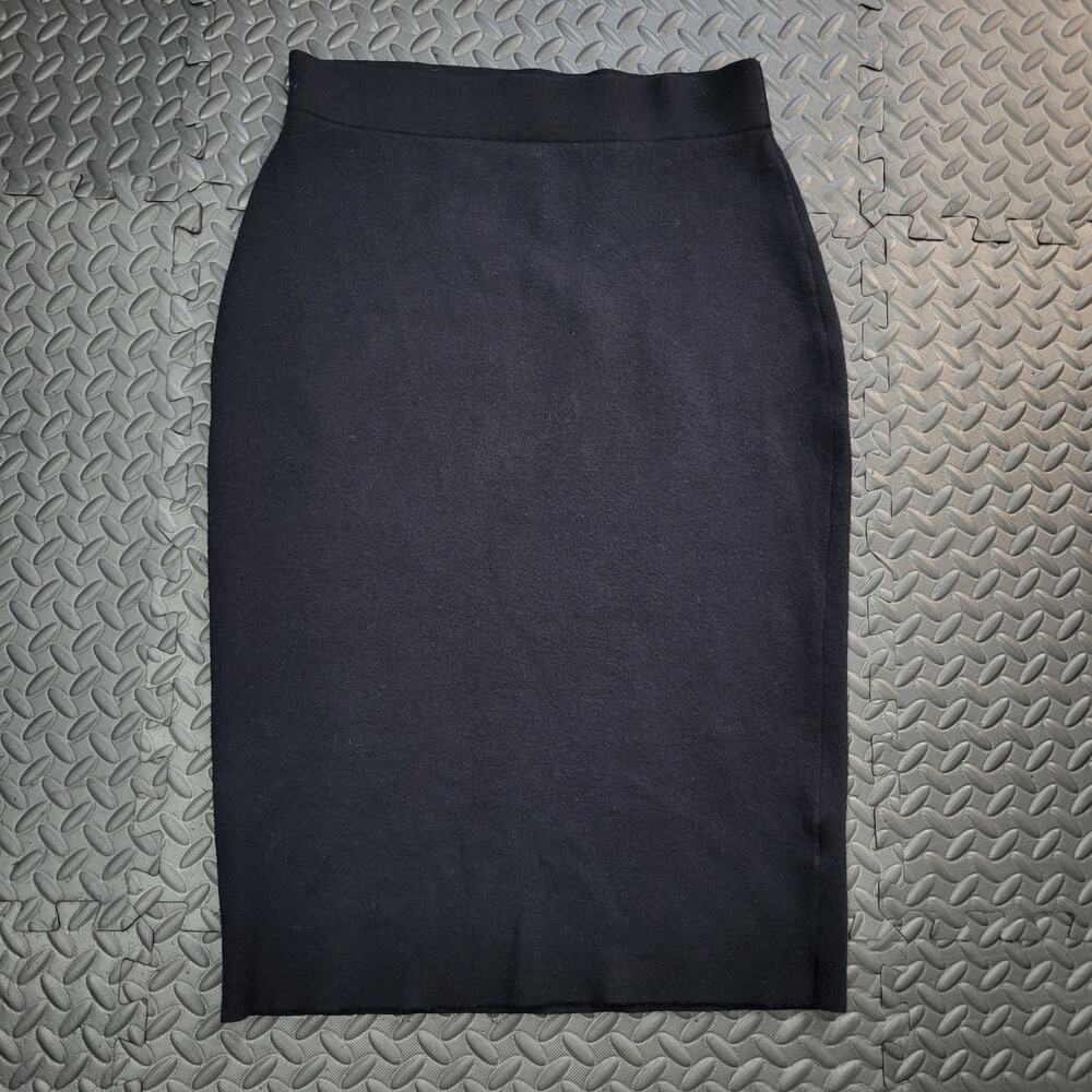 Maeve Anthropologie Black Textured Knit Pencil Midi Skirt Women's Large Work